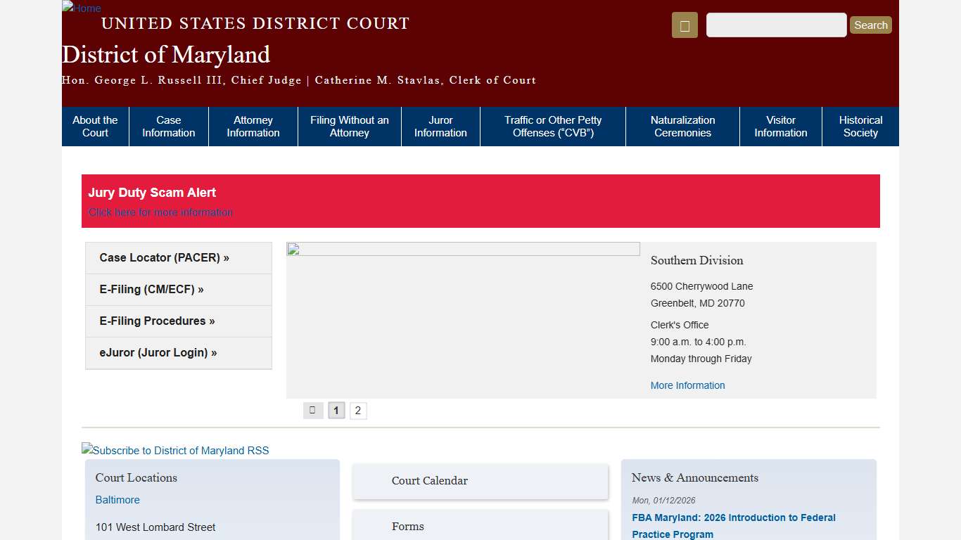 District of Maryland | United States District Court