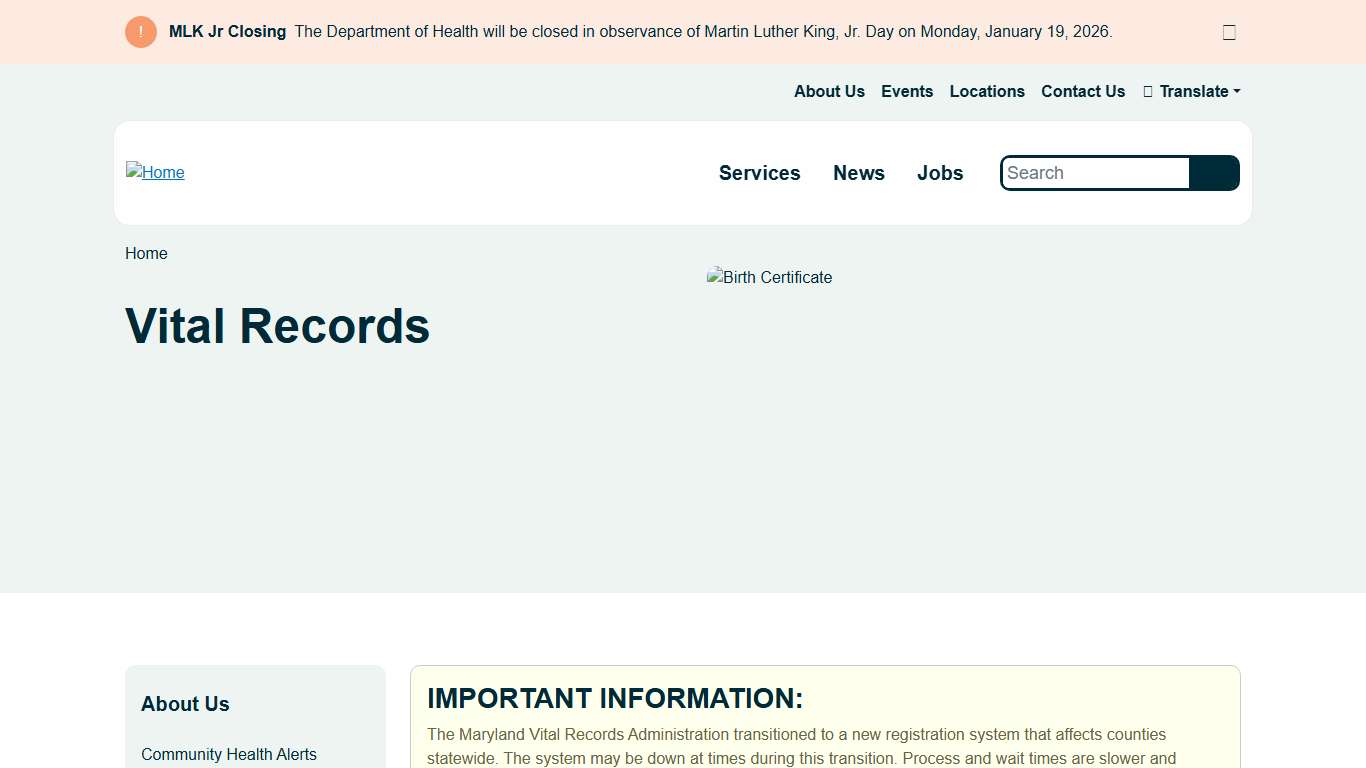 Vital Records | Anne Arundel County Health Department