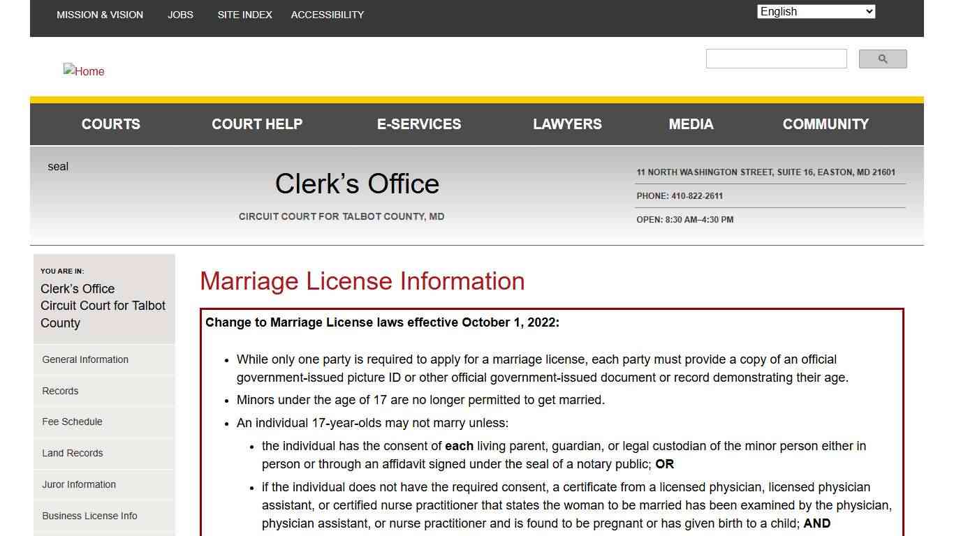 Marriage License Information | Maryland Courts